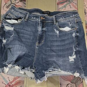 Judy Blue Dark Wash Distressed Jean Shorts 3xl